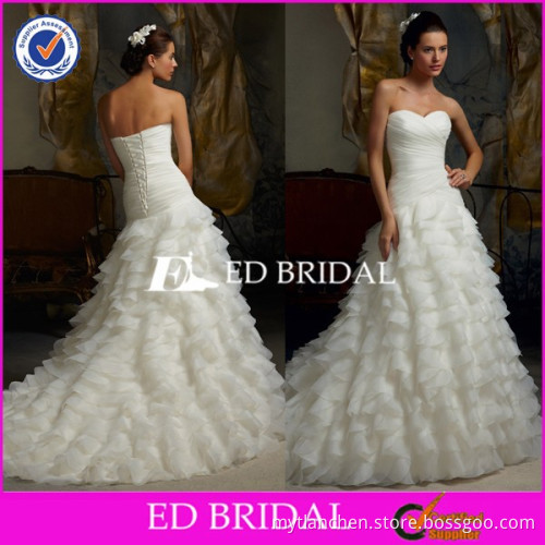 CE437 Cheap Sweetheart Tiered Layers Skirt Organza White Elegant Wedding Dresses